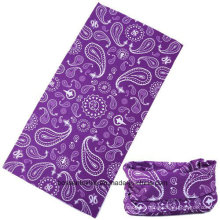 Pañuelo impreso Paisley púrpura del poliéster del estilo inconsútil del ante de encargo promocional